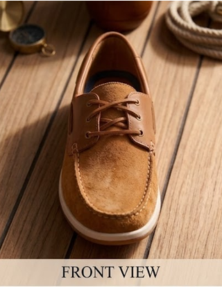 Handcrafted Men’s Tan Suede & Leather Boat Shoes - Premium Nautical Deck Loafers | DayLife Leather