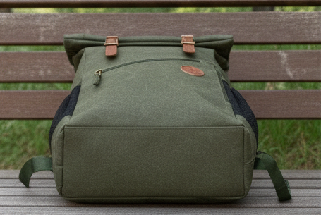 DayLife Leather Roll Top Backpack – Premium Waxed Canvas Laptop Travel Bag