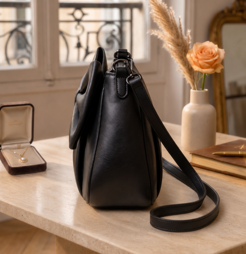 DayLife Leather Luxury Black Genuine Leather Bow-Knot Shoulder Bag for Women | Elegant Sling Bag