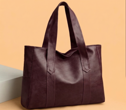 DayLife Leather women's burgundy leather tote bag made from premium leather, spacious shoulder handbag for work, office, travel, shopping and everyday use.