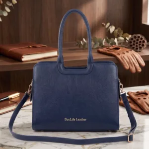 navy-blue-leather-work-bag-daylife-leather.jpg DayLife Leather Navy Blue Premium Genuine Leather Handbag for Women