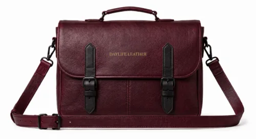 Burgundy Genuine Leather Messenger Bag | DayLife Leather
