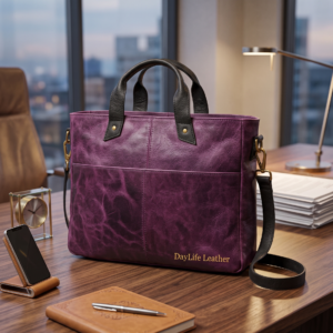 Premium genuine leather office bag and luxury leather laptop messenger bag by DayLife Leather.