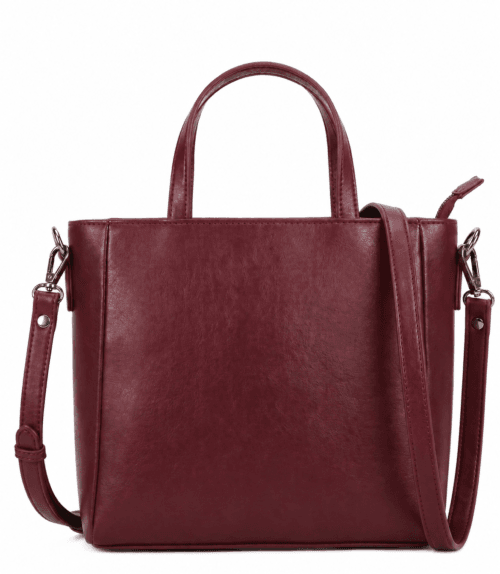 Burgundy Genuine Leather Tote Bag for Women | Convertible Crossbody Handbag with Adjustable Strap