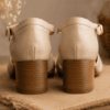 Buy Handcrafted Woven Beige Leather Block Heels | DayLife Leather Buy Handcrafted Woven Beige Leather Block Heels | DayLife Leather