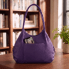 Purple leather hobo bag with phone in front slip pocket Purple Leather Hobo Bag – DayLife Leather