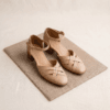 Buy Handcrafted Woven Beige Leather Block Heels | DayLife Leather DayLife Leather Handcrafted Beige Woven Closed-Toe Block Heel Sandals
