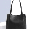 Classic black textured genuine leather shoulder bag for women by DayLife Leather available on DayLifeLeather.com