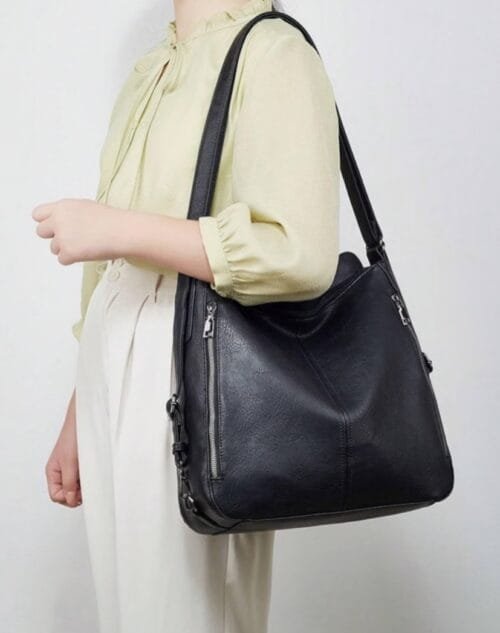 Handcrafted Genuine Leather Women’s Convertible Shoulder Bag & Multi-Pocket Tote Backpack