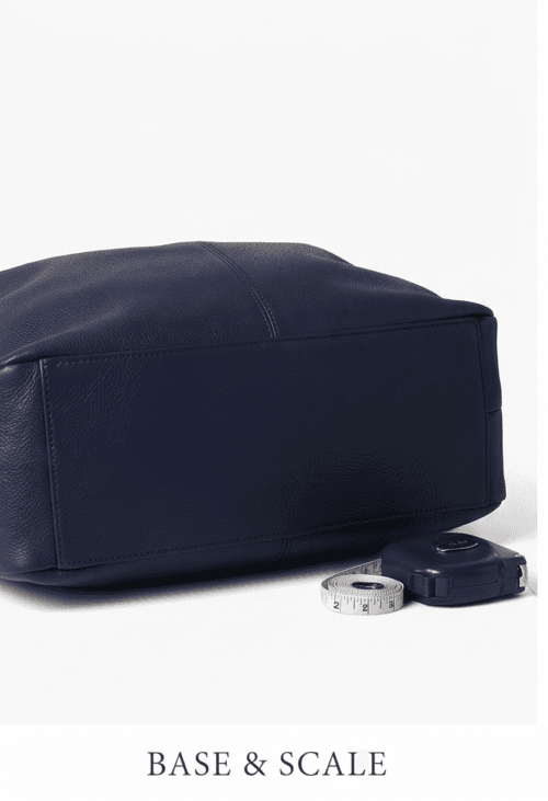 Handcrafted navy blue genuine leather hobo shoulder bag for women