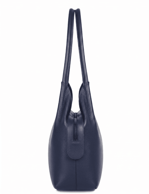 Navy Blue Pebbled Leather Hobo Bag | DayLife Leather