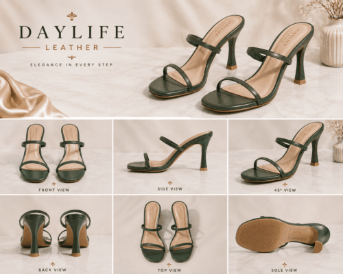 Daylife Leather Women’s Ankle-Strap Sculpted Heel Leather Pumps