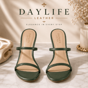 Daylife Leather Women’s Ankle-Strap Sculpted Heel Leather Pumps