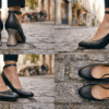 aylife Leather Women’s Ankle-Strap Sculpted Heel Leather Pumps