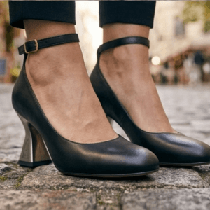 grmini image black pack pro1 aylife Leather Women’s Ankle-Strap Sculpted Heel Leather Pumps