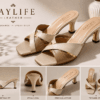 Daylife Leather Women’s Elegant Green Heeled Sandals – Premium Leather Thin Strap Fashion Heels