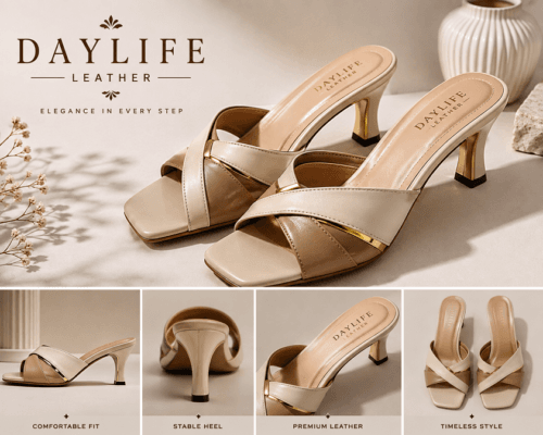Daylife Leather Women’s Elegant Green Heeled Sandals – Premium Leather Thin Strap Fashion Heels
