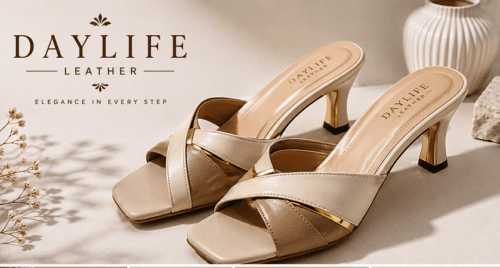 Daylife Leather Women’s Elegant Green Heeled Sandals – Premium Leather Thin Strap Fashion Heels