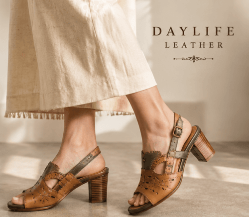 Handmade Genuine Leather Women’s Heels – Elegant Natural Style | Daylife Leather