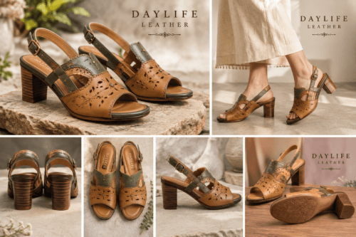 Handmade Genuine Leather Women’s Heels – Elegant Natural Style | Daylife Leather