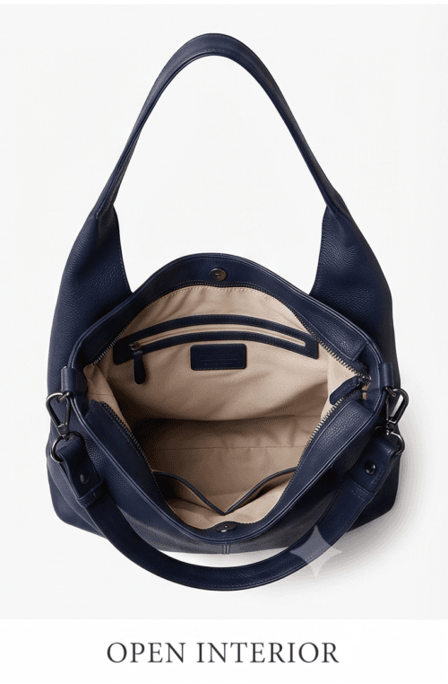 Handcrafted Genuine Leather Navy Blue Hobo Shoulder Bag for Women