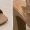 DayLife Leather Elegant Criss-Cross Strappy Block Heels for Women – Premium Handcrafted Nude Sandals
