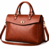 Royal Fold Heritage Tote | Daylife Leather Royal Fold Heritage Tote – vintage cognac leather handbag with gold turn-lock closure by Daylife Leather