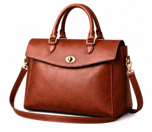 Royal Fold Heritage Tote | Daylife Leather Royal Fold Heritage Tote – vintage cognac leather handbag with gold turn-lock closure by Daylife Leather