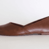 Tan brown genuine leather ballet flats for women, upper view