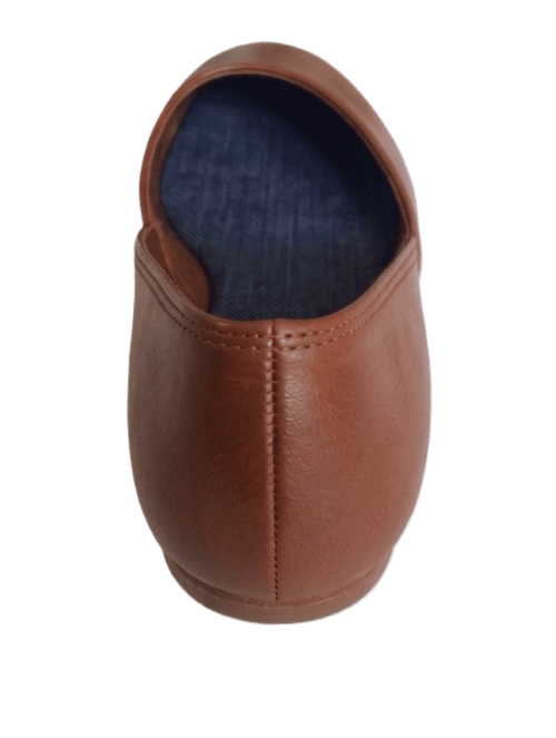 Tan brown genuine leather ballet flats for women, upper view