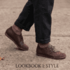 Dark brown leather and suede lace-up shoes for women, close-up texture view