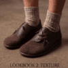 Dark brown leather and suede lace-up shoes for women, close-up texture view