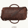 Brown genuine leather travel backpack with detachable shoulder strap