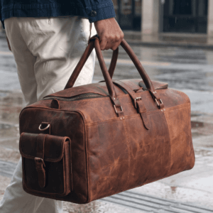 Genuine Leather Vintage Travel Backpack Brown genuine leather travel backpack with detachable shoulder strap